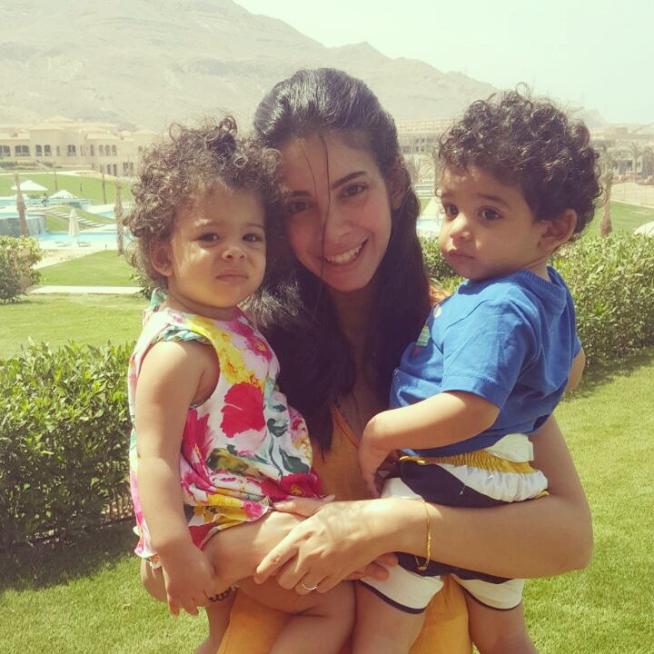 Lobna Farid and her twins